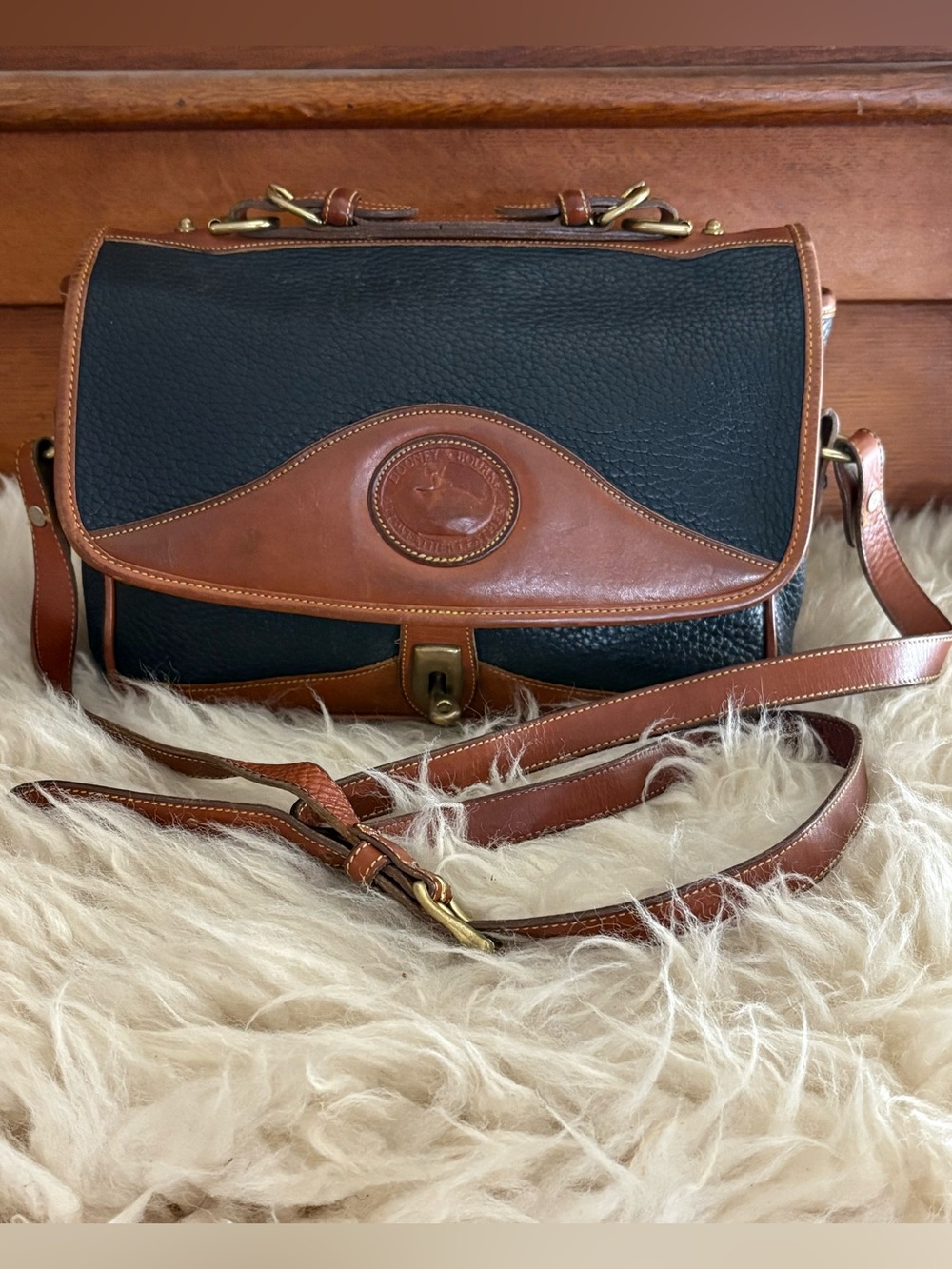 Dooney & Bourke Vintage Carrier Black Pebbled All Weather Leather Bag